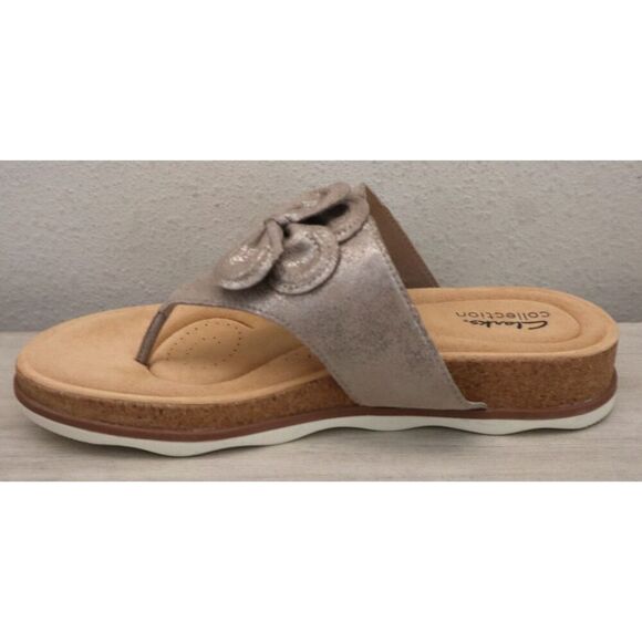 Clarks 26164864 WMN Sz 9M Taupe Metallic Brynn Style Leather Slip-On Sandals - Picture 5 of 10